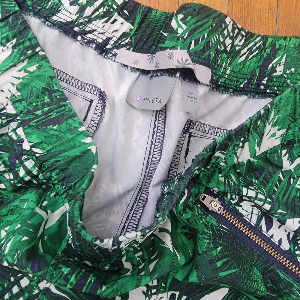 Athleta Tropical Green Joggers 14 - Picture 3 of 3